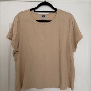 Old Navy Beige Ribbed Short Sleeve Top